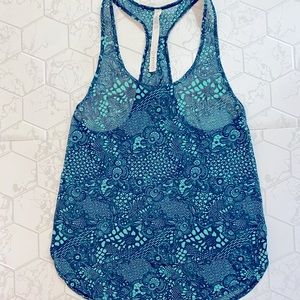 Lululemon floral teal and navy tank